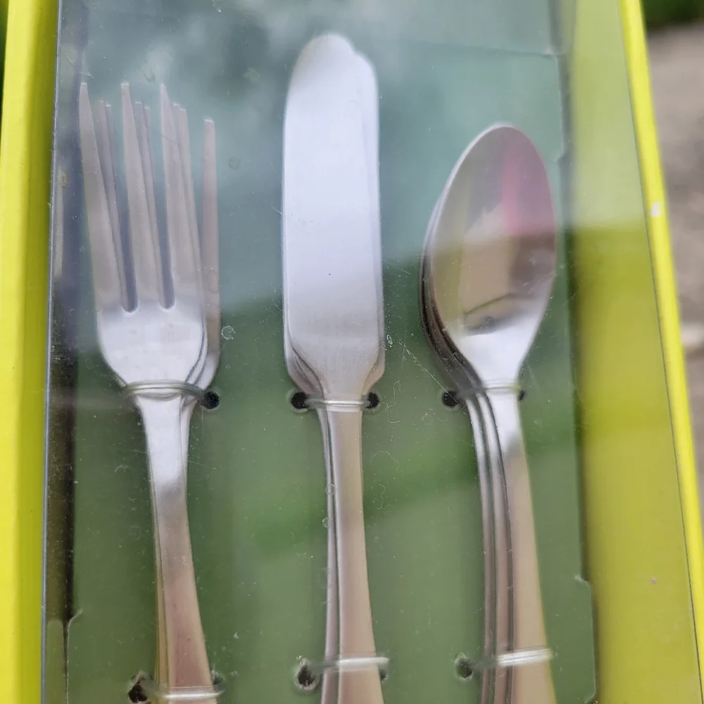 Food Network Silver Flatware Set for Entertaining ~ Cocktail Demitasse NWT 12 pc